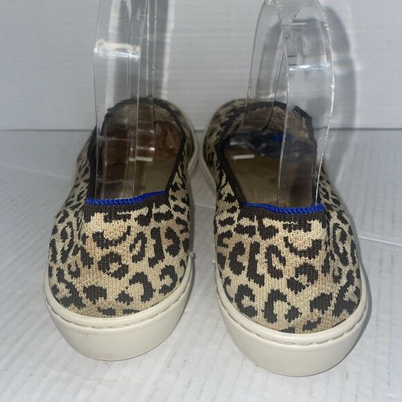 Rothys The Sneaker Womens 8.5 Black Beige Animal Print Knit Slip On Washable - Picture 6 of 9